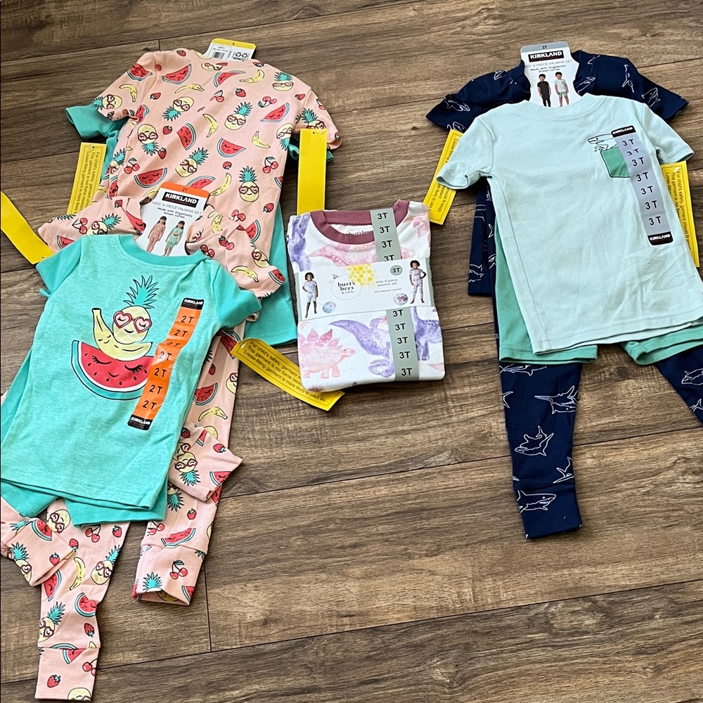 Kids Pajama Set - Watermelon and Shark and dinosaurs print.